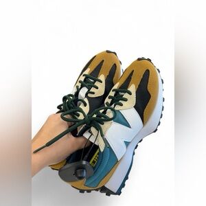 New Balance Athletic Shoes in Tan, Black, and White